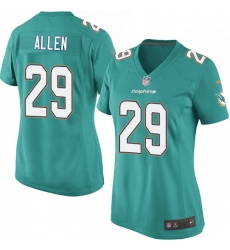 Women's Nike Miami Dolphins #29 Nate Allen Game Aqua Green Team Color NFL Jersey