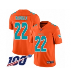 Men's Miami Dolphins #22 T.J. McDonald Limited Orange Inverted Legend 100th Season Football Jersey