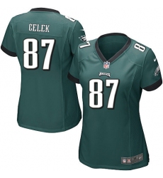 Women's Nike Philadelphia Eagles #87 Brent Celek Game Midnight Green Team Color NFL Jersey