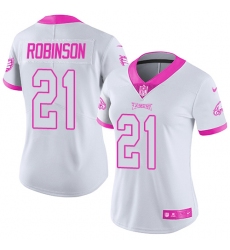 Women's Nike Philadelphia Eagles #21 Patrick Robinson Limited White/Pink Rush Fashion NFL Jersey