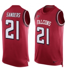 Men's Nike Atlanta Falcons #21 Deion Sanders Limited Red Player Name & Number Tank Top NFL Jersey