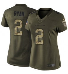 Women's Nike Atlanta Falcons #2 Matt Ryan Elite Green Salute to Service NFL Jersey