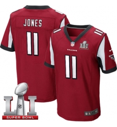 Men's Nike Atlanta Falcons #11 Julio Jones Elite Red Team Color Super Bowl LI 51 NFL Jersey