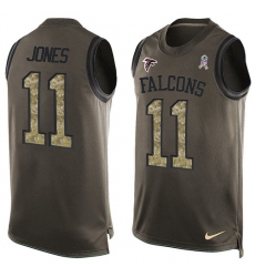 Men's Nike Atlanta Falcons #11 Julio Jones Limited Green Salute to Service Tank Top NFL Jersey