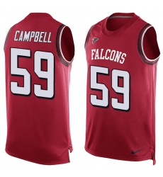 Men's Nike Atlanta Falcons #59 De'Vondre Campbell Limited Red Player Name & Number Tank Top NFL Jersey