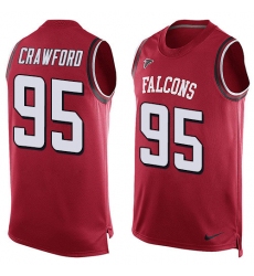 Men's Nike Atlanta Falcons #95 Jack Crawford Limited Red Player Name & Number Tank Top NFL Jersey