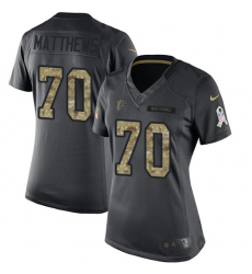 Women's Nike Atlanta Falcons #70 Jake Matthews Limited Black 2016 Salute to Service NFL Jersey