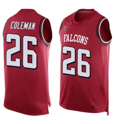 Men's Nike Atlanta Falcons #26 Tevin Coleman Limited Red Player Name & Number Tank Top NFL Jersey