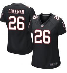 Women's Nike Atlanta Falcons #26 Tevin Coleman Game Black Alternate NFL Jersey