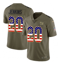 Men's Nike New York Giants #20 Janoris Jenkins Limited Olive/USA Flag 2017 Salute to Service NFL Jersey