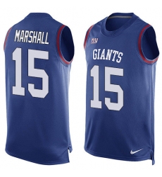 Men's Nike New York Giants #15 Brandon Marshall Limited Royal Blue Player Name & Number Tank Top NFL Jersey
