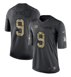 Men's Nike New York Giants #9 Brad Wing Limited Black 2016 Salute to Service NFL Jersey