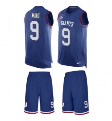 Men's Nike New York Giants #9 Brad Wing Limited Royal Blue Tank Top Suit NFL Jersey