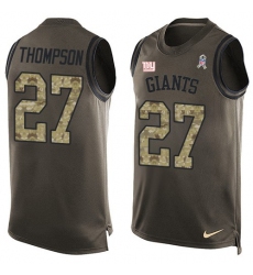 Men's Nike New York Giants #27 Darian Thompson Limited Green Salute to Service Tank Top NFL Jersey