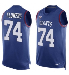 Men's Nike New York Giants #74 Ereck Flowers Limited Royal Blue Player Name & Number Tank Top NFL Jersey