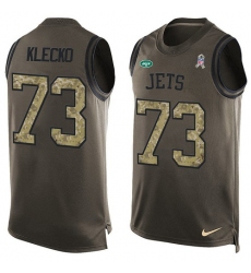 Men's Nike New York Jets #73 Joe Klecko Limited Green Salute to Service Tank Top NFL Jersey