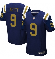 Men's Nike New York Jets #9 Bryce Petty Elite Navy Blue Alternate NFL Jersey