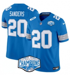 Men's Detroit Lions #20 Barry Sanders Blue 2024 NFC North Champions F.U.S.E. Vapor Limited Stitched Jersey