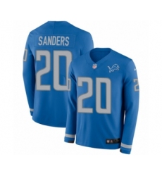 Men's Nike Detroit Lions #20 Barry Sanders Limited Blue Therma Long Sleeve NFL Jersey