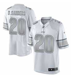 Men's Nike Detroit Lions #20 Barry Sanders Limited White Platinum NFL Jersey