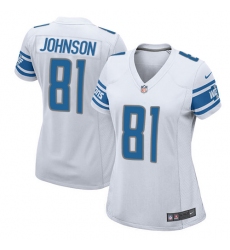 Women's Nike Detroit Lions #81 Calvin Johnson Game White NFL Jersey