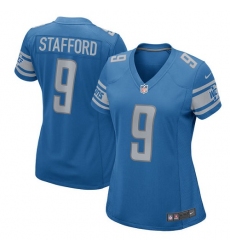 Women's Nike Detroit Lions #9 Matthew Stafford Game Light Blue Team Color NFL Jersey
