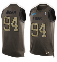 Men's Nike Detroit Lions #94 Ziggy Ansah Limited Green Salute to Service Tank Top NFL Jersey