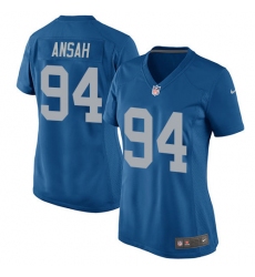 Women's Nike Detroit Lions #94 Ziggy Ansah Game Blue Alternate NFL Jersey