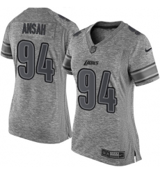 Women's Nike Detroit Lions #94 Ziggy Ansah Limited Gray Gridiron NFL Jersey