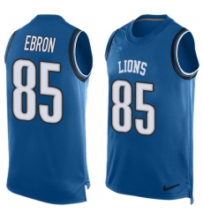 Men's Nike Detroit Lions #85 Eric Ebron Limited Light Blue Player Name & Number Tank Top NFL Jersey