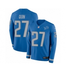 Men's Nike Detroit Lions #27 Glover Quin Limited Blue Therma Long Sleeve NFL Jersey