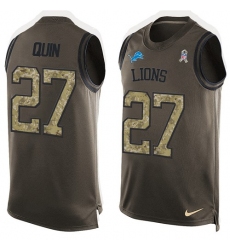Men's Nike Detroit Lions #27 Glover Quin Limited Green Salute to Service Tank Top NFL Jersey