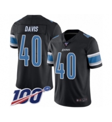 Men's Detroit Lions #40 Jarrad Davis Limited Black Rush Vapor Untouchable 100th Season Football Jersey