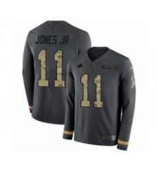 Men's Nike Detroit Lions #11 Marvin Jones Jr Limited Black Salute to Service Therma Long Sleeve NFL Jersey