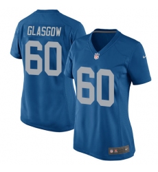 Women's Nike Detroit Lions #60 Graham Glasgow Game Blue Alternate NFL Jersey
