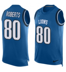 Men's Nike Detroit Lions #80 Michael Roberts Limited Light Blue Player Name & Number Tank Top NFL Jersey