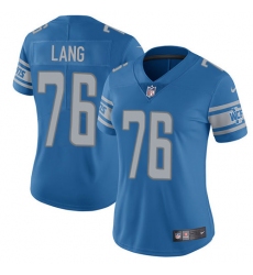 Women's Nike Detroit Lions #76 T.J. Lang Elite Light Blue Team Color NFL Jersey