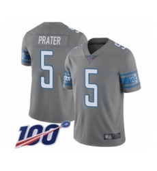 Men's Detroit Lions #5 Matt Prater White Vapor Untouchable Limited Player 100th Season Football Jersey