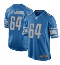 Men's Nike Detroit Lions #64 Travis Swanson Game Light Blue Team Color NFL Jersey