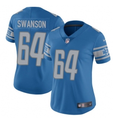 Women's Nike Detroit Lions #64 Travis Swanson Elite Light Blue Team Color NFL Jersey