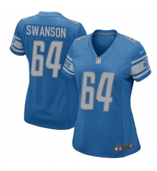 Women's Nike Detroit Lions #64 Travis Swanson Game Light Blue Team Color NFL Jersey