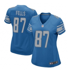 Women's Nike Detroit Lions #87 Darren Fells Game Light Blue Team Color NFL Jersey