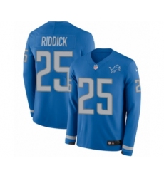 Youth Nike Detroit Lions #25 Theo Riddick Limited Blue Therma Long Sleeve NFL Jersey