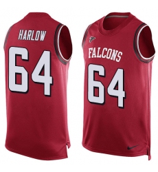 Men's Nike Atlanta Falcons #64 Sean Harlow Limited Red Player Name & Number Tank Top NFL Jersey