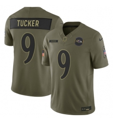 Men's Baltimore Ravens #9 Justin Tucker Olive 2025 F.U.S.E. Salute to Service Limited Football Stitched Jersey