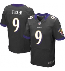 Men's Nike Baltimore Ravens #9 Justin Tucker Elite Black Alternate NFL Jersey