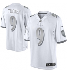 Women's Nike Baltimore Ravens #9 Justin Tucker Limited White Platinum NFL Jersey Women's Nike Baltimore Ravens #9 Justin Tucker Limited White Platinum NFL Jersey