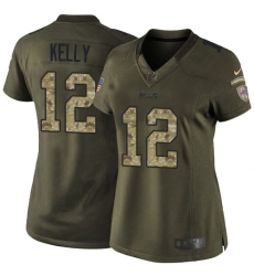Women's Nike Buffalo Bills #12 Jim Kelly Elite Green Salute to Service NFL Jersey