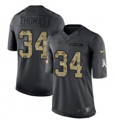 Men's Nike Buffalo Bills #34 Thurman Thomas Limited Black 2016 Salute to Service NFL Jersey