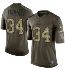 Youth Nike Buffalo Bills #34 Thurman Thomas Elite Green Salute to Service NFL Jersey